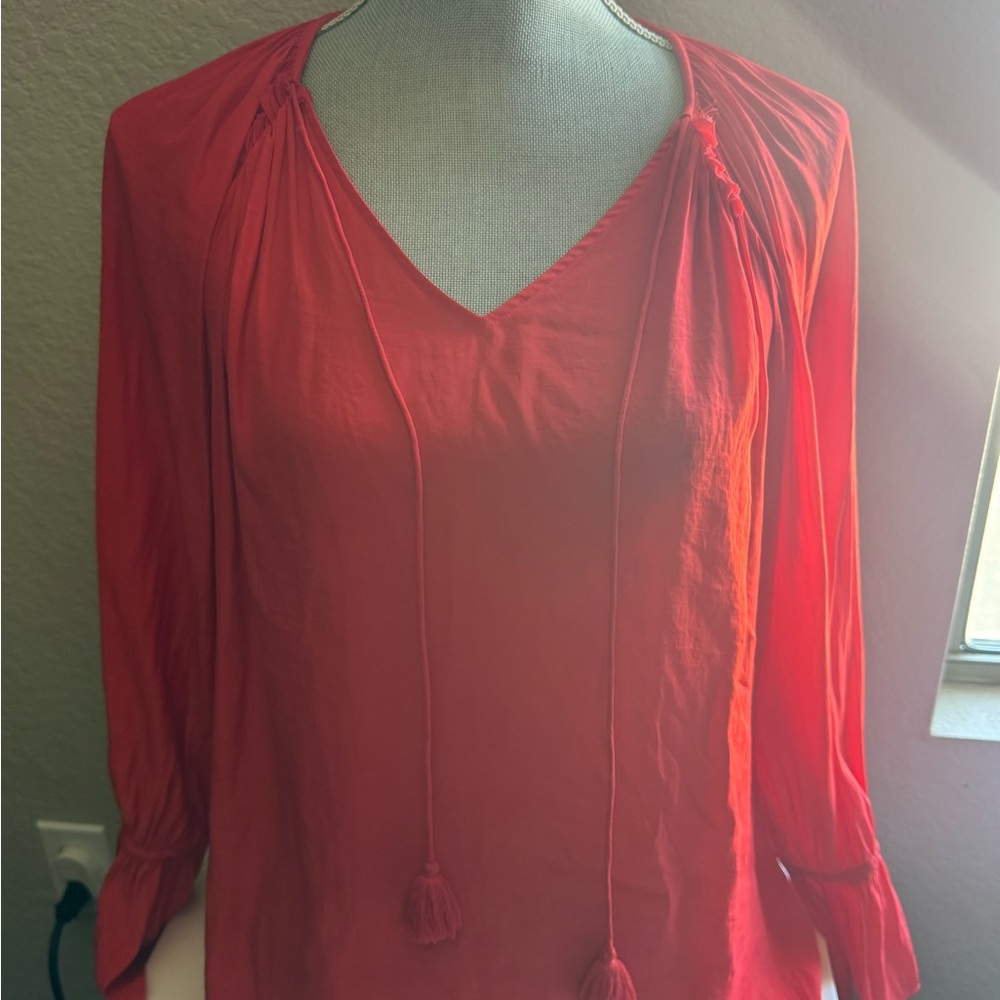 Ramy Brook Vibrant Red V-Neck Blouse